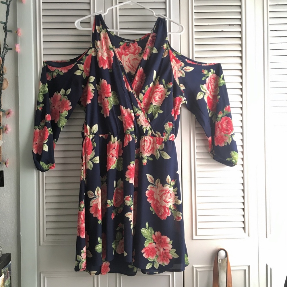 Charlotte Russe floral cold shoulder wrap dress